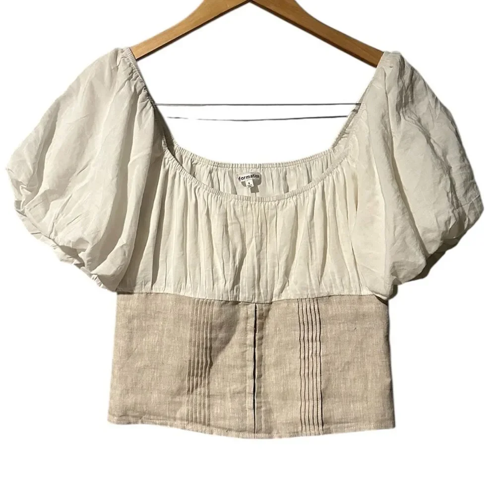 Reformation Alayna Linen Top- Ivory Color , Size 6